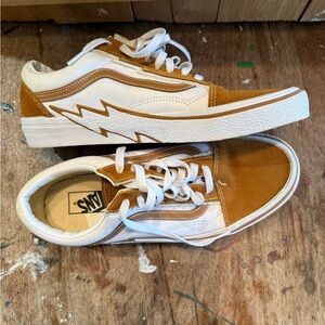 Vans Tan and White Lace-Up Sneakers